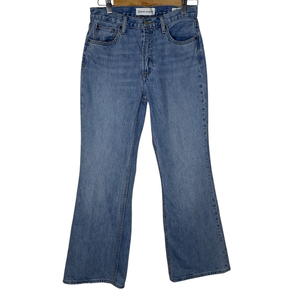 Aritzia Denim Forum Marianne Mid Loose Flare 32L size 27 Medium Wash - Picture 5 of 12